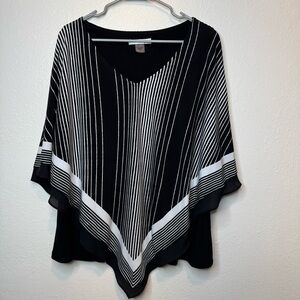 Allison Daley Plus Butterfly Sleeve Vertical Striped Flowy Blouse Tunic Size 1X